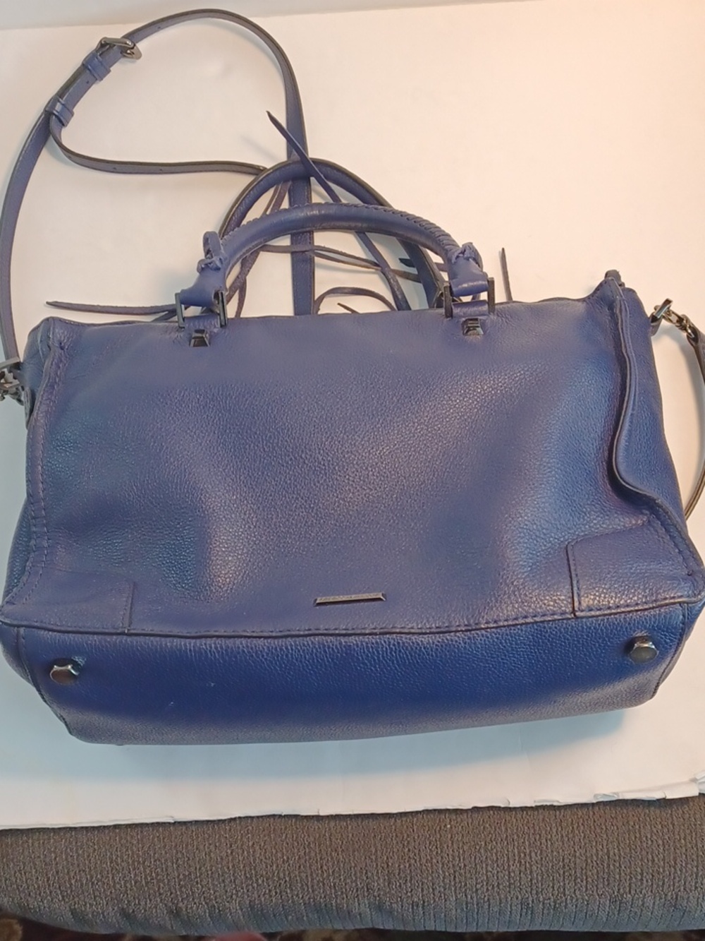 Rebecca Minkoff Navy Leather Satchel - Women’s Handbag. - Picture 5 of 10